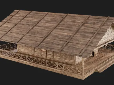 Old Wooden House 4K Textures GameReady 142 Low-poly 3D model
