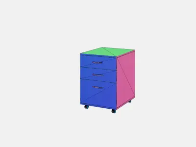 Mobile Pedestal with Three Drawers 442x534x628 Free low-poly 3D model