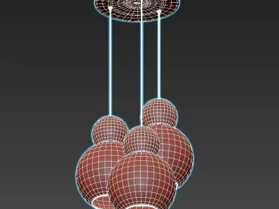 iledex-blossom-c4476-3r-gl three sphere pendant light in gold... 3D model