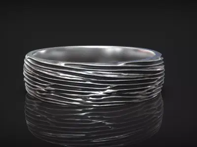 Tree Bark Ring Wooden Nature Wedding Band 3D print model