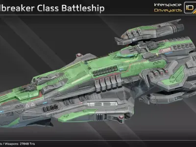 Swordbreaker Class Battleship Low-poly 3D model