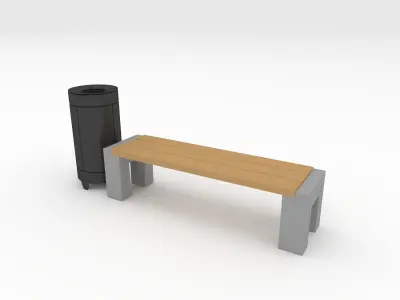 Bench Park 37 Low-poly 3D model