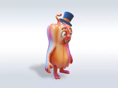 Cheerful Pumpkin Boy Halloween Character 3D model 3