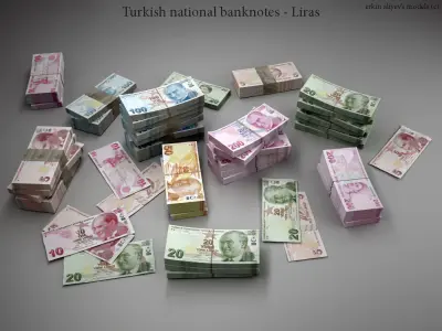 Turkish-Liras turkish national banknote 3D model
