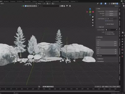 Snow Forest Environment Asset Low-poly 3D model