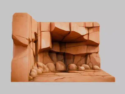 Simple Stylized Stone Corner 3D Model Low-poly 3D model