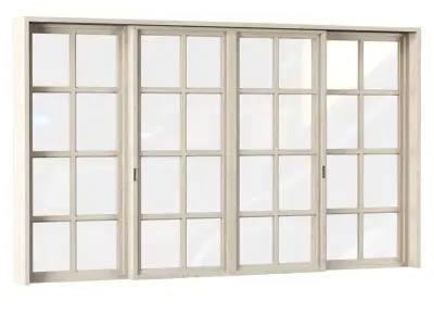 Rectangle wooden windows with doors V3 Low-poly 3D model