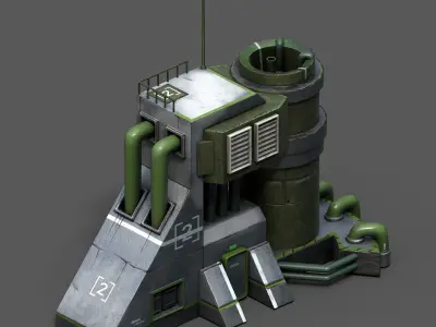 Scifi exterior station building space millitary fantasy combat Low-poly 3D model