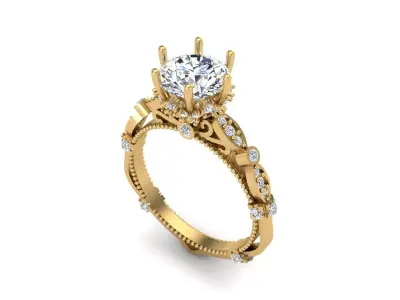 Solitaire ring 3D print model 34