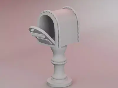 Vintage Mailbox on Pedestal Stand with opening door 3D print model