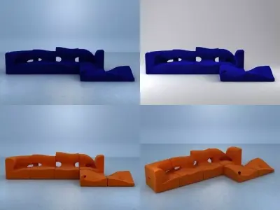 M set of orange and sofas 3D model