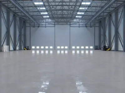 Airplane Hangar Interior 3 Low-poly 3D model