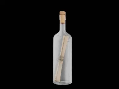 Scroll in Bottle Low-poly 3D model