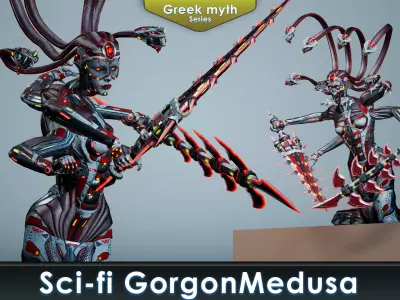 Sci-fi Medusa Gorgon Low-poly 3D model