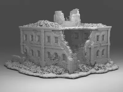 Destroyed administrative building 3D print model