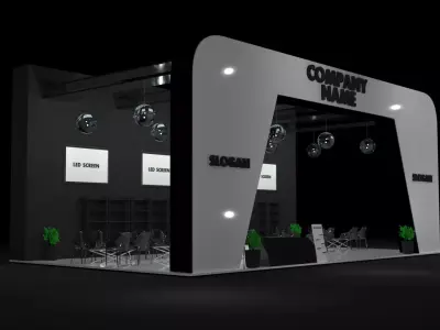 White and Black Booth Exhibition Stand Stall 3D model