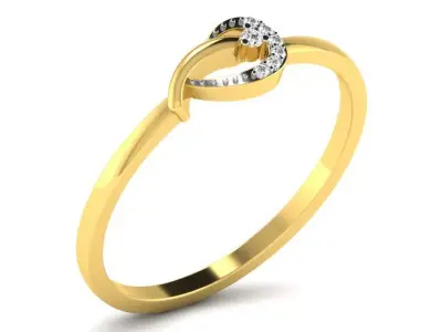 Light Weight Yellow Gold Diamond Ring DR-6016 3D print model