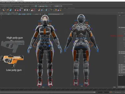 Ski fi girl Low-poly 3D model