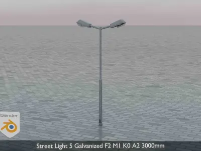 Street Light 5 Galvanized F2 M1 K0 A2 3000mm  Low-poly 3D model