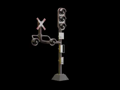 Railway Crossing - PBR Low-Poly 3D model Low-poly 3D model