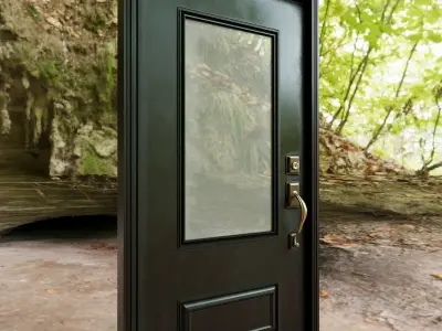 French Doors collection with glass Low-poly 3D model