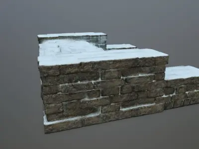 Ruin Stairs Low-poly 3D model 5