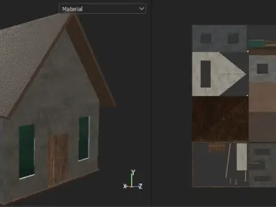 Low Poly Home house with windows Low-poly 3D model