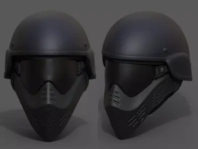 Helmet scifi military combat 3d futuristic plastic  Low-poly 3D model