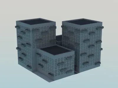 LowPoly Buildings Square  Low-poly 3D model