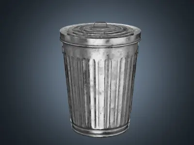 Street Trash Can PBR Game Ready Low-poly 3D model