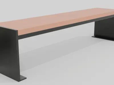 Outdoor Wooden Bench 14 Low-poly 3D model