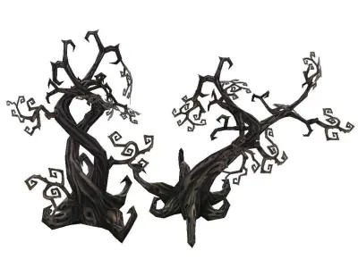 Low Poly Cemetery Halloween Set Low-poly 3D model