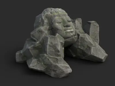 Rock Buddha 1007 - Grey Jagged Stone Low-poly 3D model