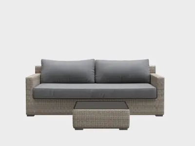 sofa-ourdoor outdoor rattan sofa set Low-poly 3D model