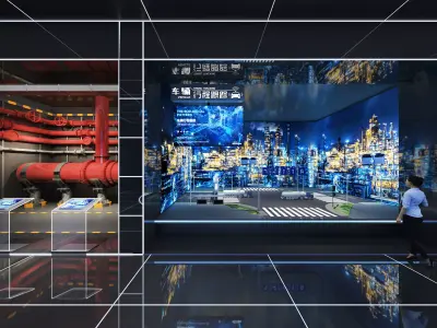  Futuristic Exhibition Interior Sci Fi Hall  Low-poly 3D model