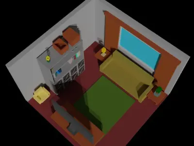 3d lowpoly staff room Low-poly 3D model