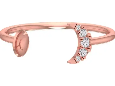 Solitaire Women Light Weight Moon Band Ring 3D print model