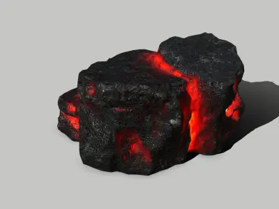 Rock Set with flames Low-poly 3D model purchase
