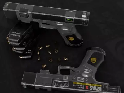 Sci-Fi Glock Pistol - Lowpoly game ready Low-poly 3D model