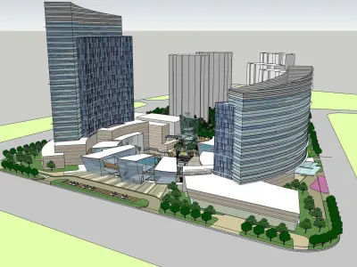 SU model of Oasis planned office building and sunken plaza 3D model