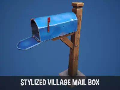 Stylized Village Mailbox Low-poly 3D model