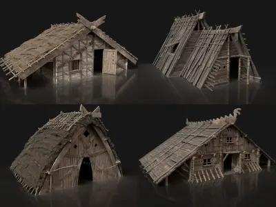 BIGGEST BUILDER AAA HOUSE PACK WITH INTERIOR VIKING ORC GENERIC Low-poly 3D model