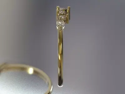 STl 3D Linear Pear-Cut Diamond Band Ring model jr00295 3D print model