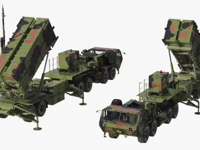  MIM-104 Patriot Surface to Air Missile SAM Battle Position 3D Model 