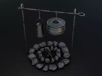 Camping Fire Pit Low-poly 3D model
