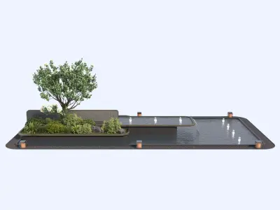 Waterfall Fountains modern Landscape 3D model