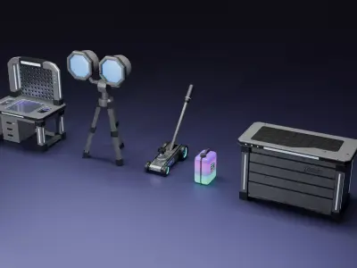 Industrial Workshop Pack  Sci-Fi Low Poly Props for Games Low-poly 3D model