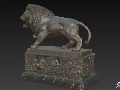 Lion Statue V14 Low-poly 3D model