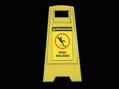 Wet Floor Warning Sign Spanish Low-poly 3D model