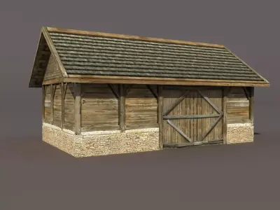 Old Barn Low poly 3d model Low-poly 3D model